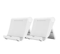 HoAhaMay 2 pezzi Supporto per cellulare pieghevole e regolabile in plastica, compatibile con iPhone 16/Mini/Pro/XSMax/15/14/SE/13/12/11/8, Samsung/tablet e altri smartphone (4-12 pollici) bianco