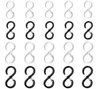 HoAhaMay 20 pezzi Ganci a forma di S con chiusura di sicurezza antiscivolo. Ganci a S in plastica per appendere oggetti,adatti per armadi,cucine,bagni,camere da letto,uffici e giardini (nero/bianco)