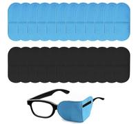 HoAhaMay 24 pezzi copriocchi per occhiali, riutilizzabili, per coprire gli occhi e migliorare la visione, per bambini e adulti che soffrono di ambliopia e strabismo (blu/nero)