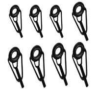 HoAhaMay 8 Pezzi Sostituire la Punta della Canna da Pesca,Acciaio Inossidabile Ceramica Ricambio Anello Guida di Pesca Anello Rotante Canna da Pesca Kit, Accessori per la Pesca (Nero)