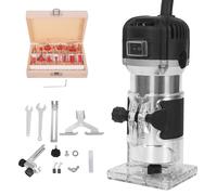 Hoapin Fresatrice per Legno 800W, Rifilatore per Legno per Lavorazione del Legno Rifinitura Scanalatura Intaglio, Fresatrice Verticale Legno con 15 pezzi Mandrino 6.35mm