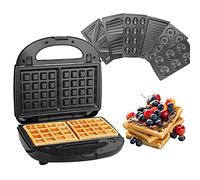 Hoapin Sandwich Maker 7 in 1 Tostiera Waffles Piastra con 7 Piastre Removibili, Piastre Tostapane 750W, Termostato Regolabile, Indicatori LED (7 in 1)