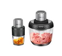 Hoapin Tritatutto da Cucina Elettrico con 2 Ciotole, 3L e 0,5L, Tritatutto Elettrico 800W, Robot da Cucina 2 Velocità, Frullatore Multifunzionale per Frutta Verdura Carne Spezie Cipolla (Nero)