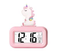 HOAQPPOY Sveglia Digitale da Comodino per Bambini, Unicorno Bambina, Intelligente con Temperatura Data Snooze, Regalo (Rosa2)