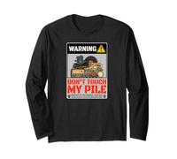 Hoarder Warning Sign Dont Touch My Pile Vintage Collector Maglia a Manica