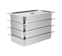 HOARLICN 4 pezzi Chafing Dish scaldavivande in acciaio inox con coperchio, contenitore per gas in acciaio inox per buffet catering rettangolo Chafing Dish