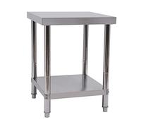HOARLICN Tavolo da lavoro in acciaio inox, da cucina, per esterni, in acciaio inox, a 2 strati, per la preparazione degli alimenti, 60 x 60 x 80 cm, per cucine, hotel, panetterie,