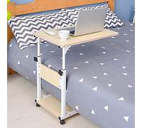HOARLICN Tavolo portatile per computer portatile, 2 livelli, tavolino da salotto, tavolino con ruote, altezza regolabile, tavolino a C, per soggiorno, studio