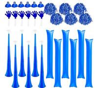 Hoarost 30 pezzi tifosi rumorosi con 6 corni pieghevoli da stadio, 6 pompon da cheerleader, 6 bastoncini gonfiabili per tuoni e 6 battenti per le mani, per eventi sportivi, attrezzature per tifosi