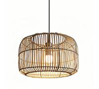HOAYCNYJ Lampada A Sospensione In Bambù, Lampada A Sospensione Minimalista In Stile Pastorale Per Ristoranti, Paralume Cavo Intrecciato A Mano Da 15,8 Pollici, Illuminazione Decorativa Per Camera