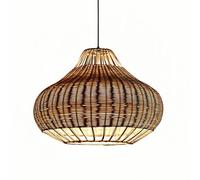 HOAYCNYJ Lampadario In Rattan In Stile Sud-est Asiatico, Lampada A Sospensione Per Soggiorno Con Attacco E26, Paralume Creativo In Vimini Lavorato A Mano, Lampada A Sospensione Per Sala Da Pranzo
