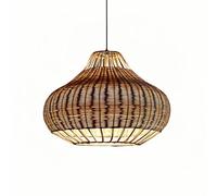 HOAYCNYJ Lampadario In Stile Sud-est Asiatico Per Soggiorno, Lampada A Sospensione Per Ristorante Con Attacco E26, Paralume In Vimini Intrecciato A Mano, Lampada A Sospensione In Rattan Creativa Antic