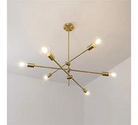 Hobaca Lampadario Sputnik Light 6 Luci, Moderna Plafoniera E27 Oro, Lampadario Mid Century Illuminazione a sospensione Plafoniere rustiche Apparecchi per sala da pranzo Cucina Foyer