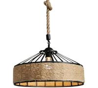 Hobaca Rust Lamp Pendente Palma - con corde di canapa tessuto a mano e ferro di alta qualità 30 cm, telaio E27 perfetto come soggiorno o lampada per sala da pranzo - nero e corda