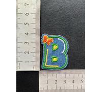 hobbies and patch toppa termoadesiva lettere alfabeto lettera colore blue tipo jeans da stirare o cucire decorazione grembiule gicca astuccio maglia zaino cappello bambino bambina (B)