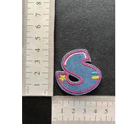 hobbies and patch toppa termoadesiva lettere alfabeto lettera colore blue tipo jeans da stirare o cucire decorazione grembiule gicca astuccio maglia zaino cappello bambino bambina (S)