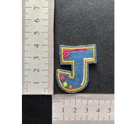 hobbies and patch toppa termoadesiva lettere alfabeto lettera colore blue tipo jeans da stirare o cucire decorazione grembiule gicca astuccio maglia zaino cappello bambino bambina (J)