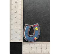 hobbies and patch toppa termoadesiva lettere alfabeto lettera colore blue tipo jeans da stirare o cucire decorazione grembiule gicca astuccio maglia zaino cappello bambino bambina (U)