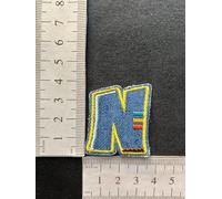 hobbies and patch toppa termoadesiva lettere alfabeto lettera colore blue tipo jeans da stirare o cucire decorazione grembiule gicca astuccio maglia zaino cappello bambino bambina (N)