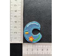 hobbies and patch toppa termoadesiva lettere alfabeto lettera colore blue tipo jeans da stirare o cucire decorazione grembiule gicca astuccio maglia zaino cappello bambino bambina (C)