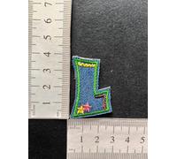 hobbies and patch toppa termoadesiva lettere alfabeto lettera colore blue tipo jeans da stirare o cucire decorazione grembiule gicca astuccio maglia zaino cappello bambino bambina (L)