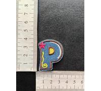 hobbies and patch toppa termoadesiva lettere alfabeto lettera colore blue tipo jeans da stirare o cucire decorazione grembiule gicca astuccio maglia zaino cappello bambino bambina (P)