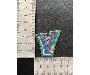 hobbies and patch toppa termoadesiva lettere alfabeto lettera colore blue tipo jeans da stirare o cucire decorazione grembiule gicca astuccio maglia zaino cappello bambino bambina (V)