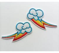 Hobbies and patch toppa termoadesiva ricamata 2 fulmini lampi nuvole arcobaleno unicorni da stirare o cucire decorazione zaino felpa maglia borsa giacca jeans grembiule astuccio bambina