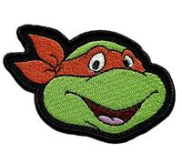 Hobbies and patch toppa termoadesiva ricamata arancione tartarughe ninja testa mutante da stirare o cucire decorazione zaino felpa maglia borsa giacca jeans grembiule bambino