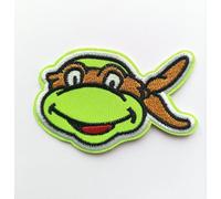 Hobbies and patch toppa termoadesiva ricamata arancione tartarughe ninja testa mutante da stirare o cucire decorazione zaino felpa maglia borsa giacca jeans grembiule astuccio