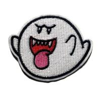 Hobbies and Patch toppa termoadesiva ricamata Boo fantasma spettro lingua Mario Luigi videogame decorazione da stirare o cucire borsa maglia