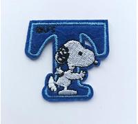 Hobbies and patch toppa termoadesiva ricamata cane bianco e nero lettera T cucire decorazione zaino felpa maglia borsa giacca jeans grembiule adulto bambino bambina