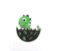 Hobbies and patch toppa termoadesiva ricamata dinosauro verde uovo nascita cartone animato vintage da stirare o cucire decorazione zaino felpa maglia borsa giacca jeans grembiule