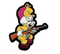 Hobbies and patch toppa termoadesiva ricamata Elmer J Fudd Taddeo nemico coniglio personaggio cartone animato da stirare o cucire decorazione zaino felpa maglia borsa giacca jeans applique
