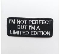 Hobbies and patch toppa termoadesiva ricamata I'm not perfect but I'm a limited edition scritta badge da stirare o cucire decorazione zaino felpa maglia borsa giacca jeans