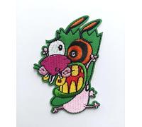 Hobbies and patch toppa termoadesiva ricamata leone cane fifone maschera verde personaggio coraggio da stirare o cucire decorazione zaino felpa maglia borsa giacca jeans adulto bambino
