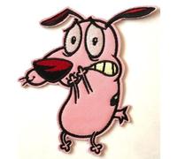 Hobbies and patch toppa termoadesiva ricamata leone cane fifone spaventato personaggio coraggio cartone animato da stirare o cucire decorazione zaino felpa maglia borsa giacca jeans applique