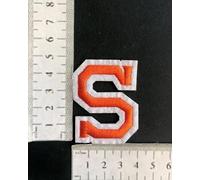 Hobbies and patch toppa termoadesiva ricamata lettere alfabeto arancione arancioni (5x4cm) da stirare o cucire decorazione zaino felpa maglia grembiule astuccio bambina bambino ABC (lettera S)