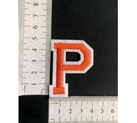 Hobbies and patch toppa termoadesiva ricamata lettere alfabeto arancione arancioni (5x4cm) da stirare o cucire decorazione zaino felpa maglia grembiule astuccio bambina bambino ABC (lettera P)