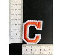Hobbies and patch toppa termoadesiva ricamata lettere alfabeto arancione arancioni (5x4cm) da stirare o cucire decorazione zaino felpa maglia grembiule astuccio bambina bambino ABC (lettera C)