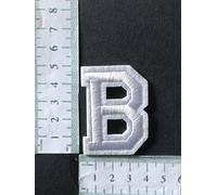 Hobbies and patch toppa termoadesiva ricamata lettere alfabeto bianche bianco bianca (misura 5x4cm) da stirare o cucire decorazione zaino felpa maglia ABCDEFGHILMNOPQRSTUVZWYJKX (lettera B)