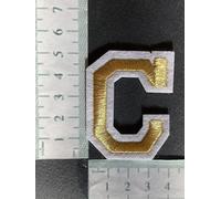 Hobbies and patch toppa termoadesiva ricamata lettere alfabeto dorate oro gold (misura 5x4cm) da stirare o cucire decorazione zaino felpa maglia applique ABCDEFGHILMNOPQRSTUVZWYJKX (lettera C)