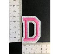 Hobbies and patch toppa termoadesiva ricamata lettere alfabeto rosa pink (misura 5x4cm) da stirare o cucire decorazione zaino felpa maglia borsa grembiule astuccio bambina ABC... (lettera D)