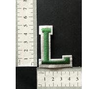 Hobbies and patch toppa termoadesiva ricamata lettere alfabeto verde verdi (misura 5x4cm) da stirare o cucire decorazione zaino felpa maglia applique ABCDEFGHILMNOPQRSTUVZWYJKX (lettera L)