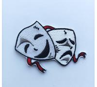 Hobbies and patch toppa termoadesiva ricamata maschere teatrali teatro insieme felice triste da stirare o cucire decorazione zaino felpa maglia borsa giacca jeans adulto bambino