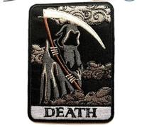 Hobbies and patch toppa termoadesiva ricamata Morte Death tarocchi falce da stirare o cucire decorazione zaino felpa maglia borsa giacca jeans applique