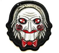 Hobbies and patch toppa termoadesiva ricamata personaggi horror thriller Jigsaw enigmista da stirare o cucire decorazione zaino felpa maglia borsa applique