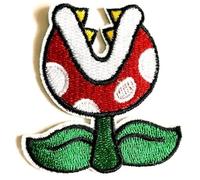 Hobbies and patch toppa termoadesiva ricamata pianta carnivora fiore Mario Luigi videogame vintage da stirare o cucire decorazione zaino felpa maglia borsa giacca jeans applique