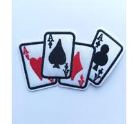 Hobbies and patch toppa termoadesiva ricamata poker d'assi asso cuori picche quadri fiori carte francesi da stirare o cucire decorazione zaino felpa maglia borsa giacca jeans adulto ragazzo