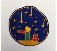 Hobbies and patch toppa termoadesiva ricamata principe seduto e la volpe corona ometto da stirare o cucire decorazione tonda zaino felpa maglia borsa giacca jeans applique adulto bambino